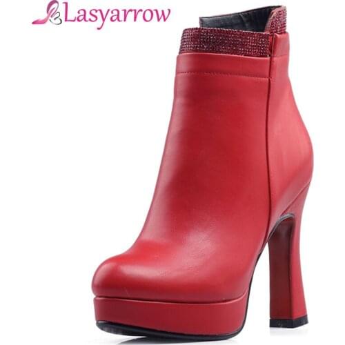 Lasyarrow Women Boots 2018 Winter Shoes Women Platform Short Boots Autumn Ankle Boots for Women Waterproof Winter Botas Mujer