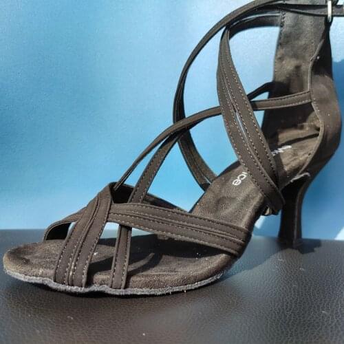 Evkoodance Black Nubuck Classical High Heeld Dance Shoes Women Ballroom Latin Dance Shoes 925 latin shoes