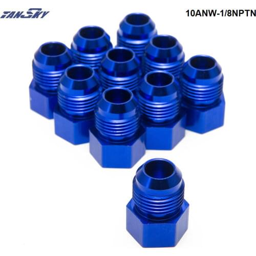 10PCS/LOT Fitting Flare Reducer Female -1/8NPT to Male -10 AN Blue Oil/Fuel Fitting Adapter 10ANW-1/8NPTN