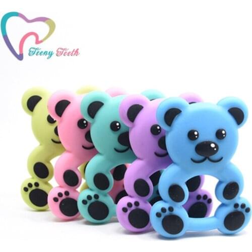10 PCS Animal Silicone Teethers Food Grade Silicone Rodent BPA Free Cartoon Bear Diy Pacifier Chain Teething Pendant Teether