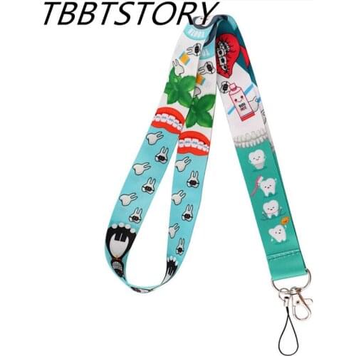 12Pcs Cartoon Teeth Doctor Nurse Neck Straps Lanyard for Keys ID Card Badge Holder Key Chain Keycord Webbing Ribbon Hang Rope