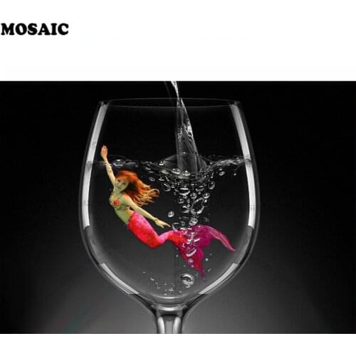 Diy 5d Diamond Painting Full square,Cross-Stitch,Diamond Embroidery Abstract,wine glass,mermaid Diamond Mosaic Pattern E78