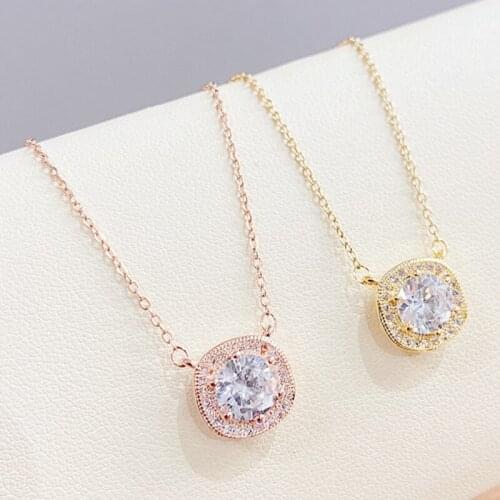 BOTU 2021 New Fashion Round Shape Pendant Necklace Creative Personalized Micro-Inlaid Zircon Jewelry Gift for Womens