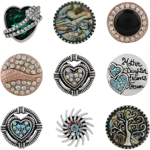 LOVE Tree Rhinestone Flower 20mm Metal snap button jewelry DIY bracelet KD1034