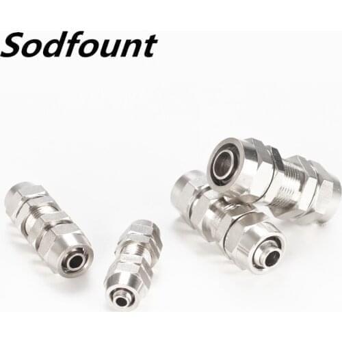 Quick-twist string plate wear plate partition through joint copper nickel-plated lock female tracheal joint PM 4/6/8/10/12MM