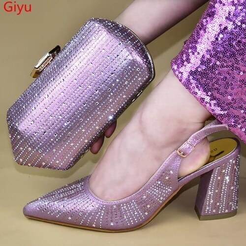 Doershow beautiful Italian Shoes With Matching Bags African Women Shoes and Bags Set For Prom Party Summer shoes! SSTY1-22