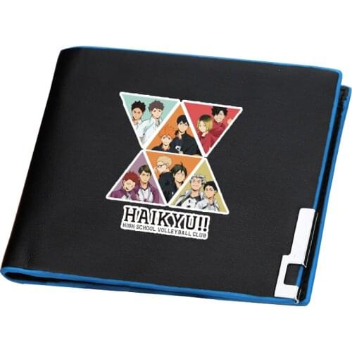Haikyuu Karasuno VBC Anime Pu Leahther Wallet Short Women Purses Brand Money Bag Cartoon ID Card Holder Boys Coins Clutch