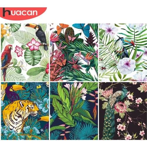 HUACAN Coloring By Number Flower Acrylic Drawing On Canvas Painting By Numbers Plant Unique Gift Home Decoration