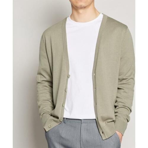 Cardigan male autumn Solid color cardigan knitted fashion brand cardigan cotton casual buttoned cardigan mens sweater