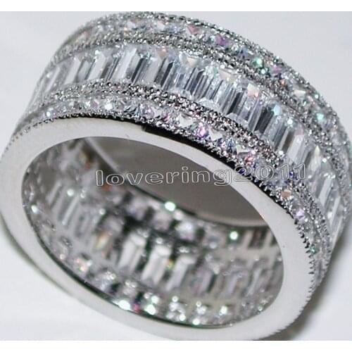 Size 5-11 Fashion Luxury jewelry Full CZ Luxury 10kt white gold filled GF Women Ladys Engagement Wedding Band Ring set gift