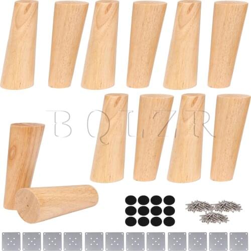 BQLZR 12 x Wood Color Oblique Tapered Furniture Legs for Sofa Cabinet H 15cm