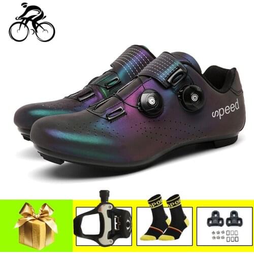 Road cycling shoes men zapatillas ciclismo self-locking breathable riding bicycle sneakers Reflective Athletic road bike shoes