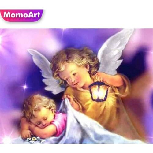 MomoArt Diamond Embroidery Angel Cross Stitch Diamond Mosaic Portrait Picture Rhinestones Art Painting Child Needlework Wall Art