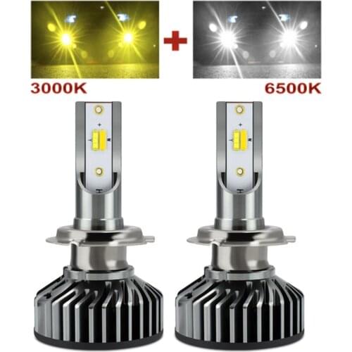 Muxall H1 H11 H8 H9 H7 LED Headlight Bulbs H7 LED Canbus HB3 HB4 LED Lights for Car 12V 24V 3000K+6500K Dual Color Fog Lamps