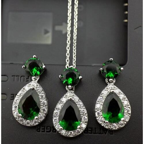 SINZRY 4 color option cubic zirconia stone waterdrop shape pendant necklace earring jewelry set classic design