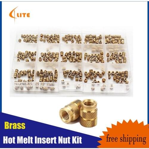 Female Thread Knurled Threaded Embedment Hot Melt Insert Brass Nuts Assortment Kit for 3D Printing Injection Molding