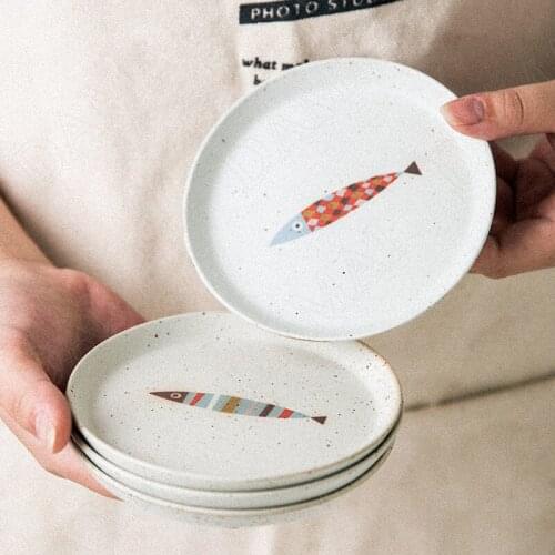 Painted Ceramics Plate Fruit Salad Tray Dining Table Main Course Plates Creativity Breakfast Dessert Dish Kitchen Tableware