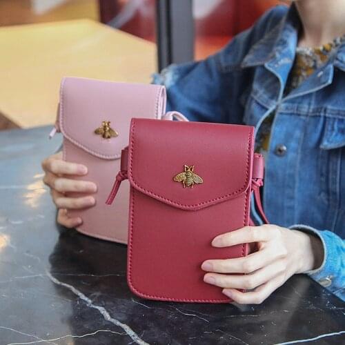 Wholesale Women Small Mobile Phone Bag 2021 New Simple Fashion Bee Mini Square Shoulder Messenger Female Bag