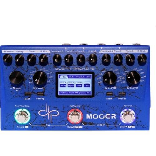 Mooer Ocean Machine guitar pedal premium Dual delay reverb，2 independent DELAYS with 15 different delay types