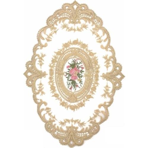 Lace Embroidered Oval Tablecloth for Wedding Party Event Banquet Home Decoration Table Cover Embroidery Table Mat 40*28CM
