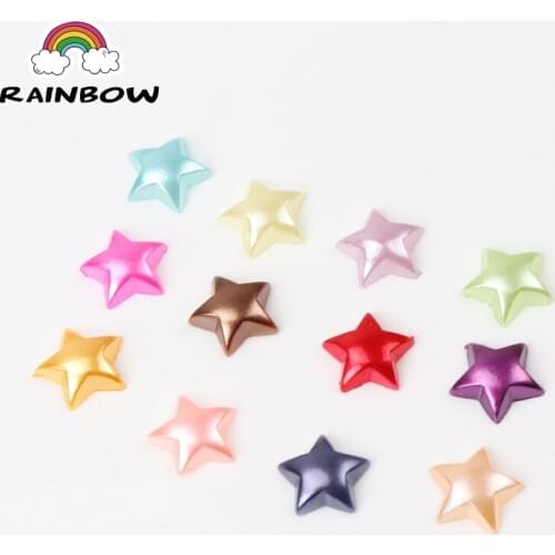 Mix Color Star Shape Imitation Half Round Pearl Flatback Beads for Scrapbook DIY Decoration 100pcs/lot 10mm