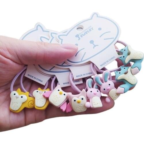 2PCS Squirrel Owl Princess Princess Headwear Kids Cute Elastic Hair Bands Children Hair Ties Ropes Girls Accessories Baby
