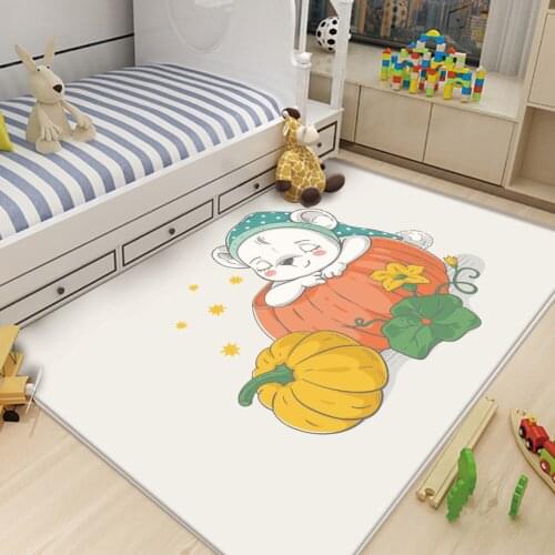 Cute Bear Pumpkin Pattern For Baby Play Rectangle Carpet In The Childrens Room Good Childrens Rug Carpet Quality Rug Flannel