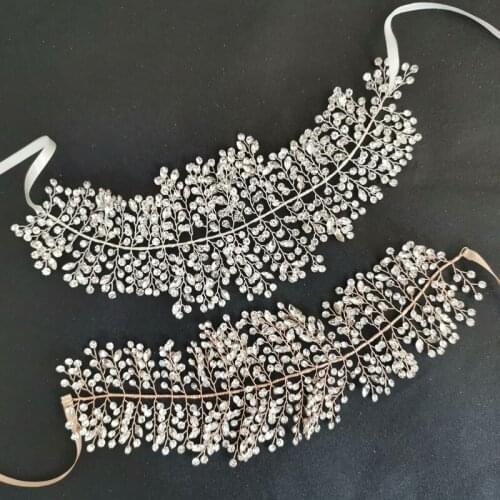 SLBRIDAL Handmade Rose Gold Crystal Rhinestones Wedding Hair accessories Headdress Bridal Headband Bridesmaids Women Jewelry