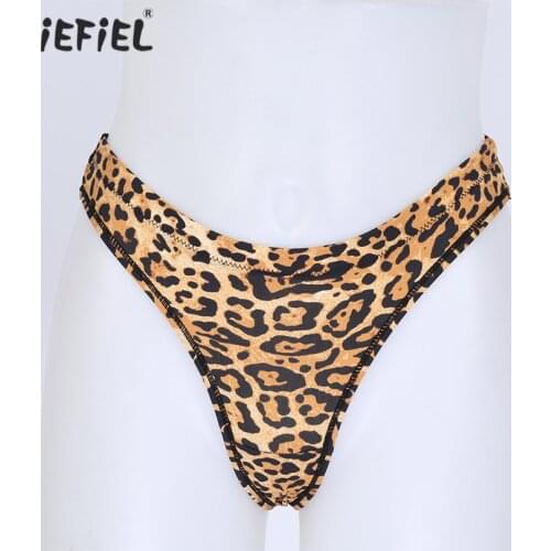 Sexy Women Underwear Leopard Print Low Waist G-String Briefs Thong Panties Breathable Elastic Gym Sports Dance Briefs Underpants