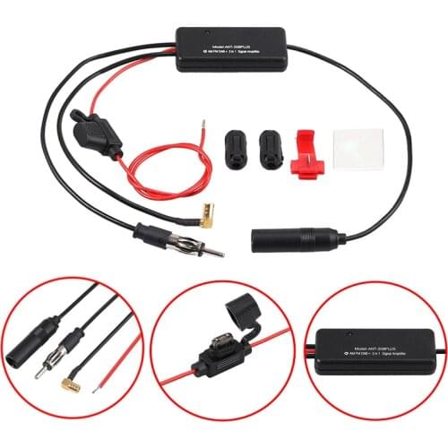 3in1 DAB AM FM Signal Amplifier Car Antenna Aerial Splitter Radio Signal AMP Car DAB AM FM Signal Amplifiers 25dB 12V