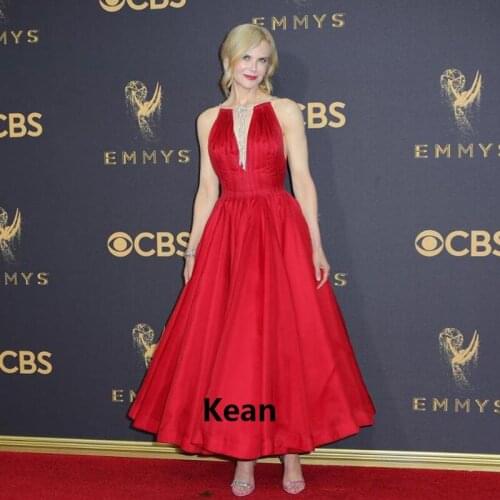 Red carpet Evening Dress V Ankle Length Special Occasion Party robe soiree Islamic Dubai Kaftan Saudi Arabic Evening Prom Dress