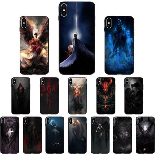 YNDFCNB Angel Devil Ghost Phone Case for iphone 11 12 Mini Pro Max X XS MAX 6 6s 7 8 Plus 5 5S 5SE XR SE2020