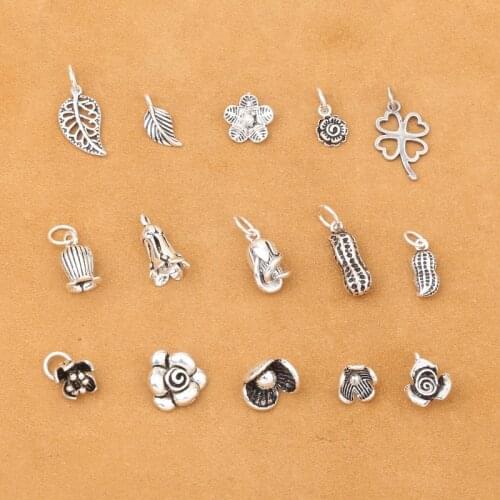 S925 Sterling Jewelry Thai Silver Diy Crystal Bracelet Accessories Peanut Small Flower Pendant Wholesale Batch