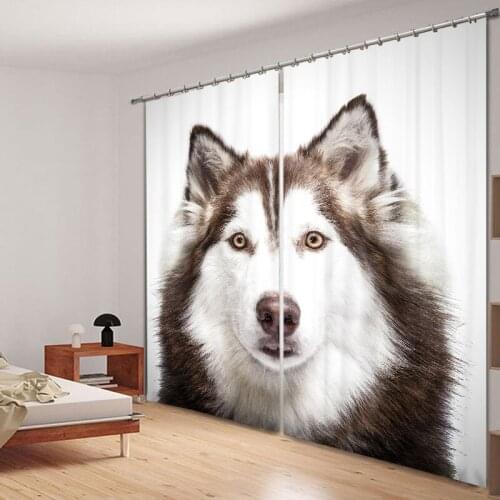 Siberian Husky Mordern 3D Blackout Window Curtains For Living room Bedding room Hotel/Office Curtain Drapes Cortinas para sala