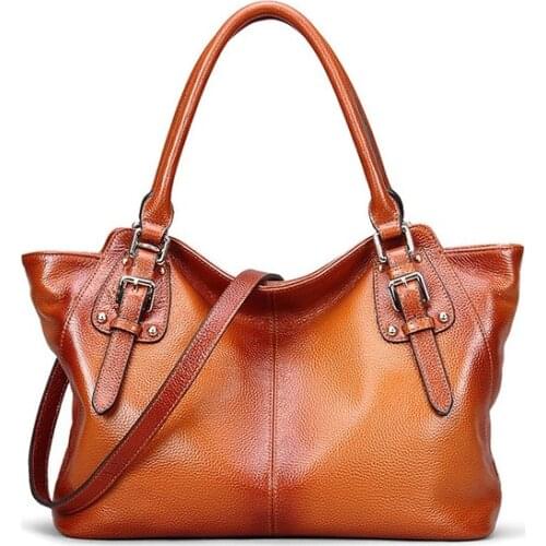 Genuine leather women cow skin large capacity handbag high quality