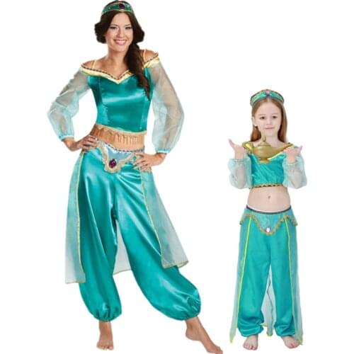 2019 Womens girls Halloween Cosplay Party Belly Dance Aladdin Princess Jasmine Costume Adults fashion costumes for women Dress
