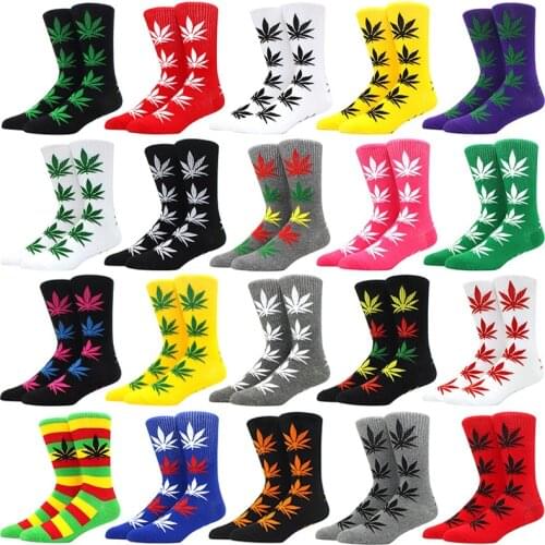 1 pair Mens Fashion Business Weed Hemp Cotton Socks Street Fashion Skateboard Couple Girls Harajuku Trend Socks Give Men a Gift