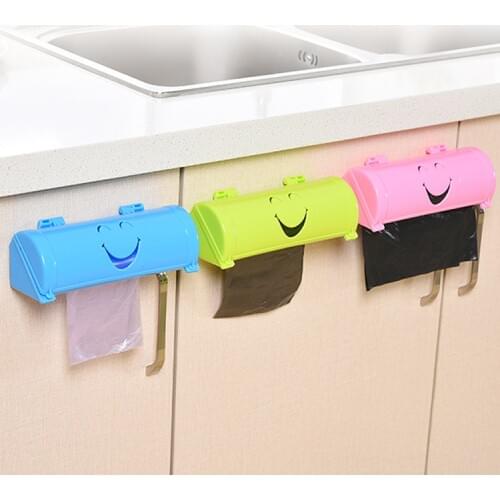 1PC Kitchen Organizer Storage Box Smile Face Hanging Hook Wall-mounted Organizer for Garbage Bag OK 0600