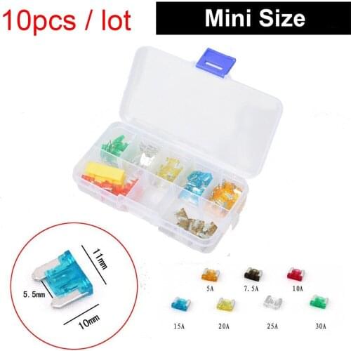 10pcs Auto MiniBlade Fuse 70pcs 5A 7.5A 10A 15A 20A 25A 30A Assortment Set for Car Truck Motor ATM Box Add-A-Circuit Fuse Holder