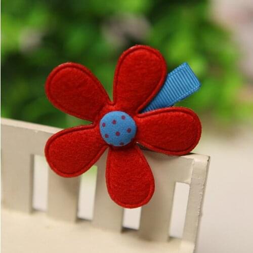 100pcs/lot Lovely Non-woven Sunflower Bow Hairpin Hair dress Duckbill Hair Clip