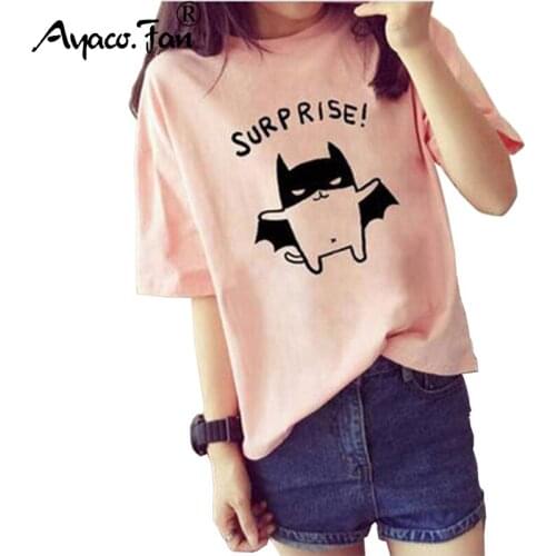 2019 Summer T Shirt New O-Neck Cartoon Print Loose T-Shirts for Women Students Girls Cute Slim Lady Tops Tees Women Clothing