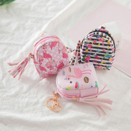 2020 Girls Key Holder Lovely Flamingo Small Wallet Coins Bag Cute Coin Purse Women Leather Wallet Case Kids Wholesale Gift