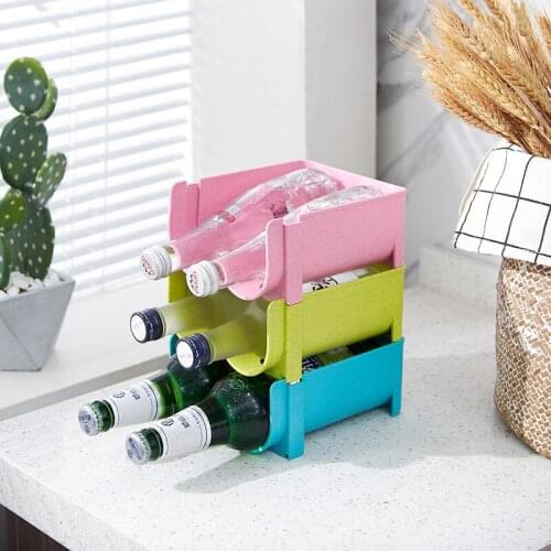 3pcs/One Set Refrigerator beverage storage box Anti-drop Can Beverage Organizer Wine Juice Bottle Storage Rack Tool Shelf