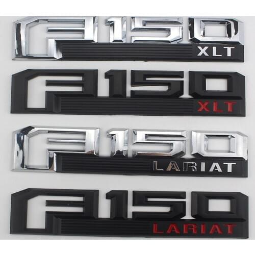 3D Car styling 26.3cm*5cm ABS F150 LARIAT F150 XLT Emblem Rear Trunk Badge Side Logos Cars body Stickers black silver