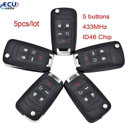 5pcs X Flip Folding Remote Car Key Fob For Chevrolet Cruze Malibu Aveo Spark Sail orlando Key 433MHz ID46 Chip