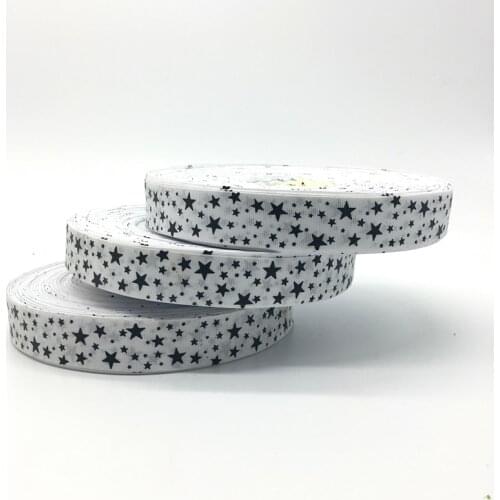 5Yards/lot 1" (25mm) White Printed STARS Grosgrain Ribbon Hair Bow Wedding Christmas Decoration DIY Sewing