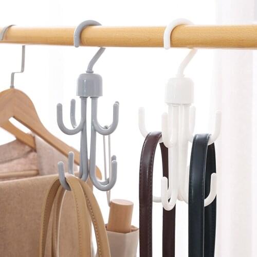 8 S-Shaped Hooks Double-layer Rotating Hooks Wardrobe Bag Hook Plastic Tie Hook Storage Rack Bedroom Gadgets and Accessories
