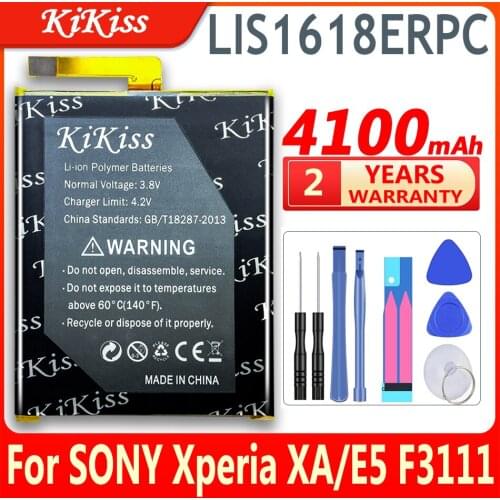 KiKiss Battery for Sony Xperia XA F3111 F3112 E5 F3116 F3115 F3311 F3313 LIS1618ERPC Battery 4100mAh