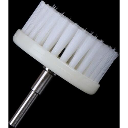 60mm White Soft Drill Powered Brush Head For Cleaning Car Carpet Bath Fabric