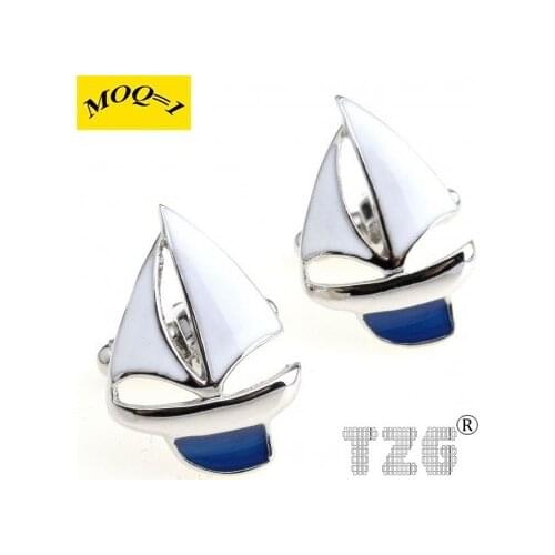 White Blue Sail Cufflink Cuff Link 1 Pair Free Shipping Promotion